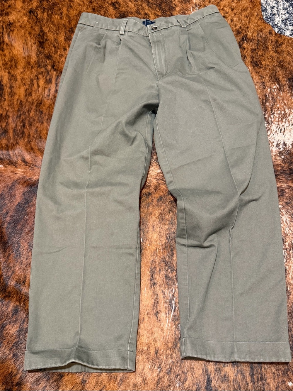 Vintage Izod Pants Mens 36 Olive Green double Pleated Golf Trousers Retro Preppy